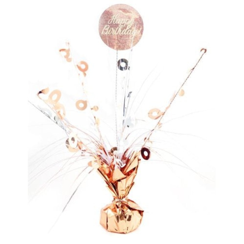 Happy Birthday Centrepiece - Rose Gold & White