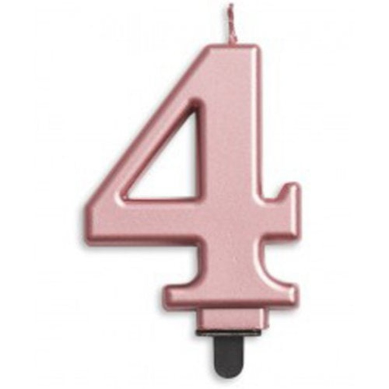 Number 4  Rose Gold Candle