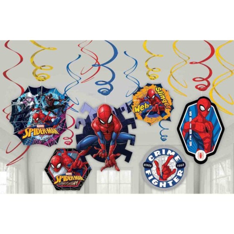 Spiderman  Hanging Swirl Decorations 12pcs