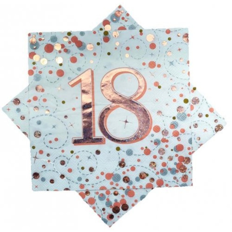 18th Napkins Rose Gold & White