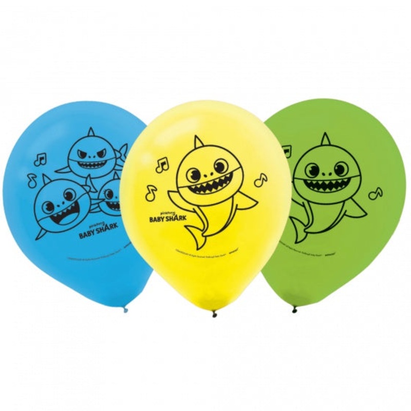Baby Shark 30cm Latex Balloons 6pk