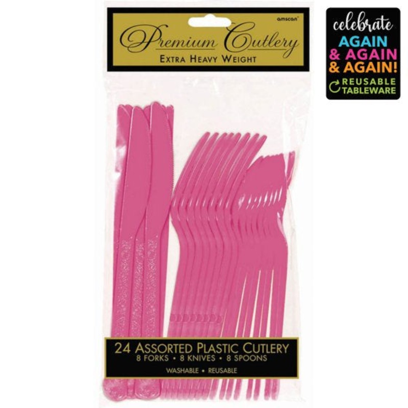 Bright Pink Premium Cutlery Set 24pcs