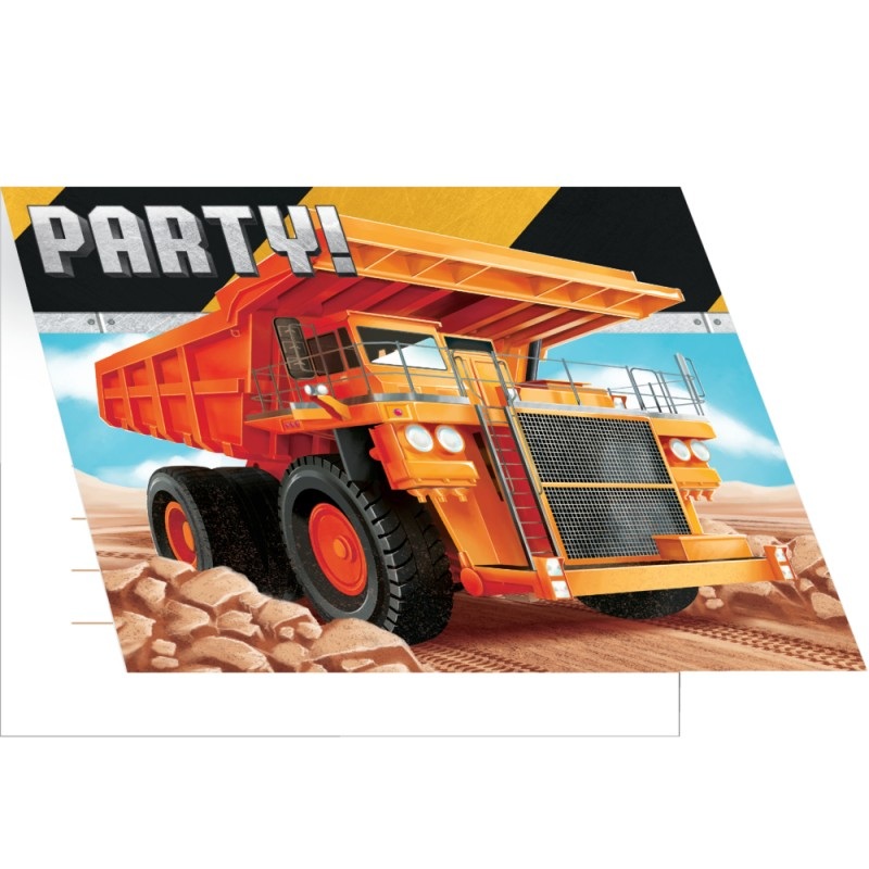 Construction Birthday Invitations Pk8