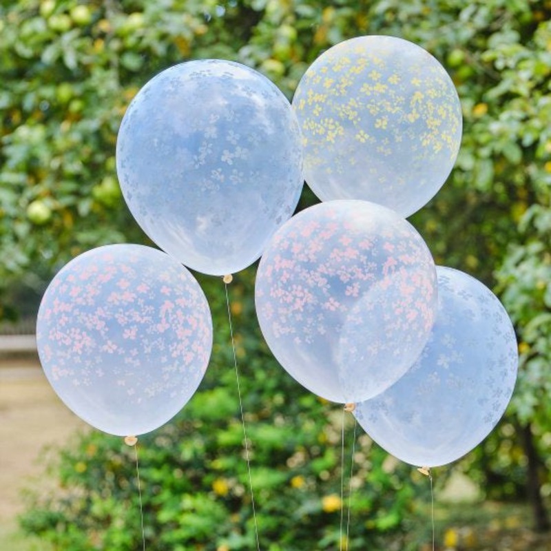 Pastel Flower Printed Latex Balloons 5pk - Hello Spring