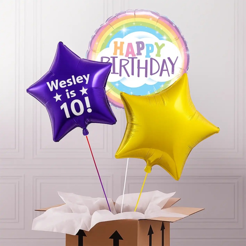 Personalised Inflated Balloon Bunch - Retro Foil