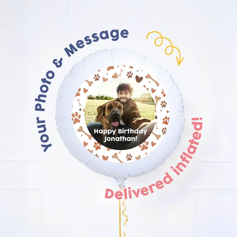 Personalised Pet Photo Balloon - Brown Paws and Treats