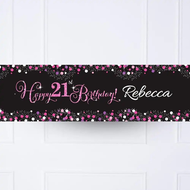Pink Celebration 21st Personalised Party Banner