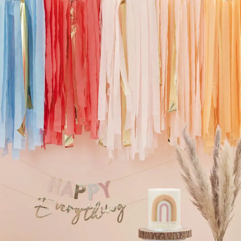 Rainbow Backdrop Streamers - Muted Pastels