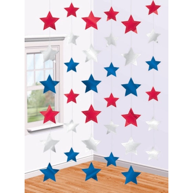 Red, White & Blue Star String Decorations