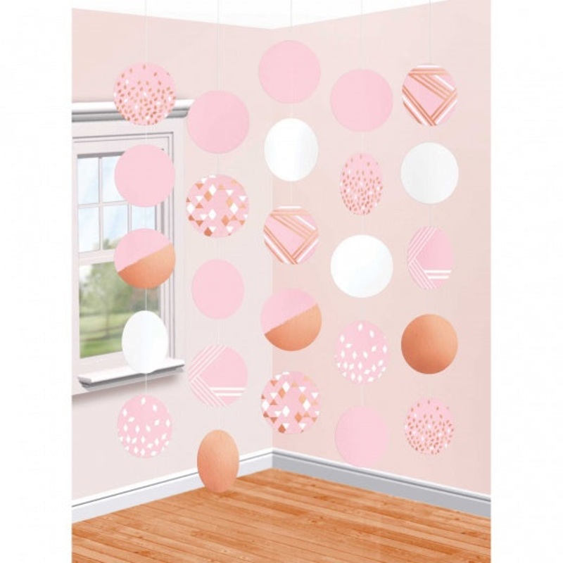 Rose Gold & Blush Hanging Circle decorations