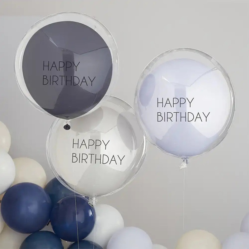 Double Layered Happy Birthday Balloon Bundle (x3)