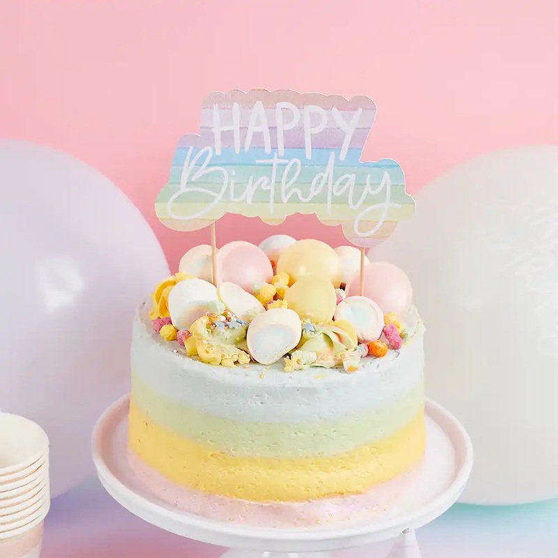 Pastel Rainbow Eco Cake Topper