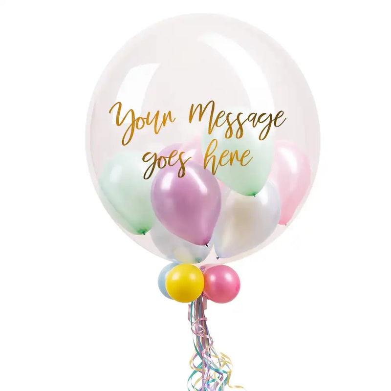 Personalised Bubble Balloon in a Box  Pretty Pastels