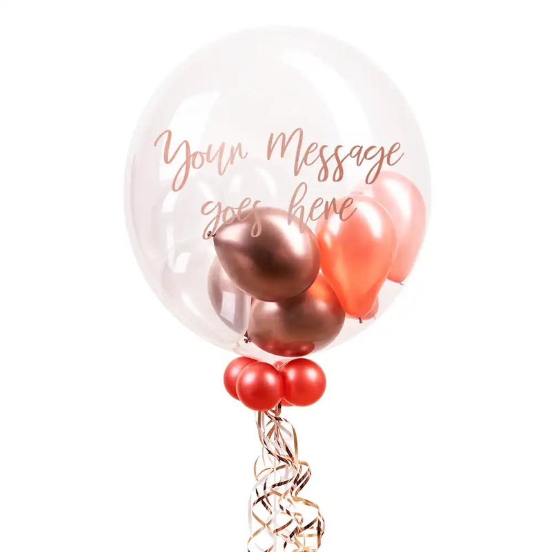 Personalised Bubble Balloon in a Box  Rose Gold