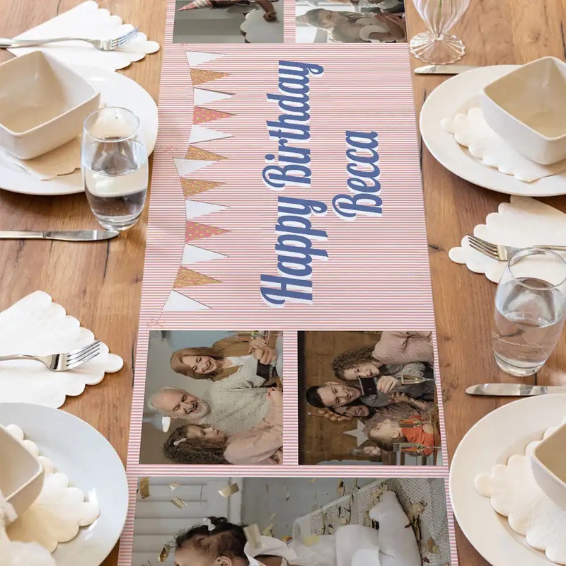 Personalised Pink Bunting Table Runner