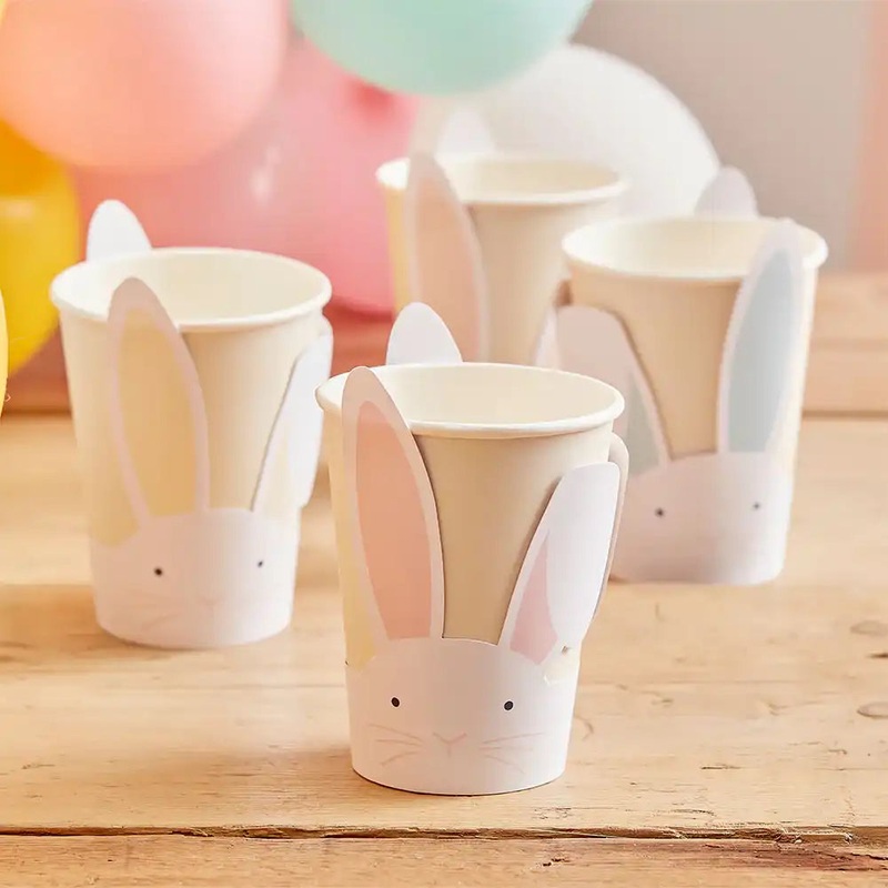 Pop Out Bunny Paper Party Cups (x8)