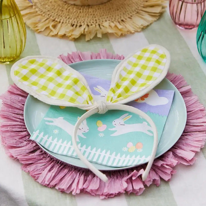 Reusable Bunny Ears Yellow Gingham Headband