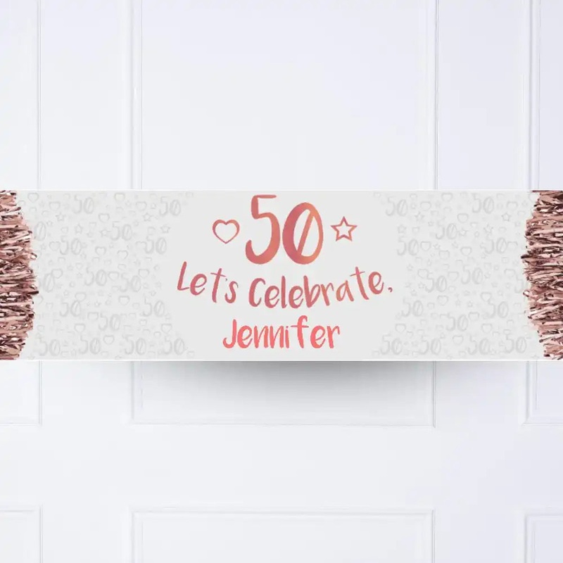 Rose Gold 50th Personalised Party Banner