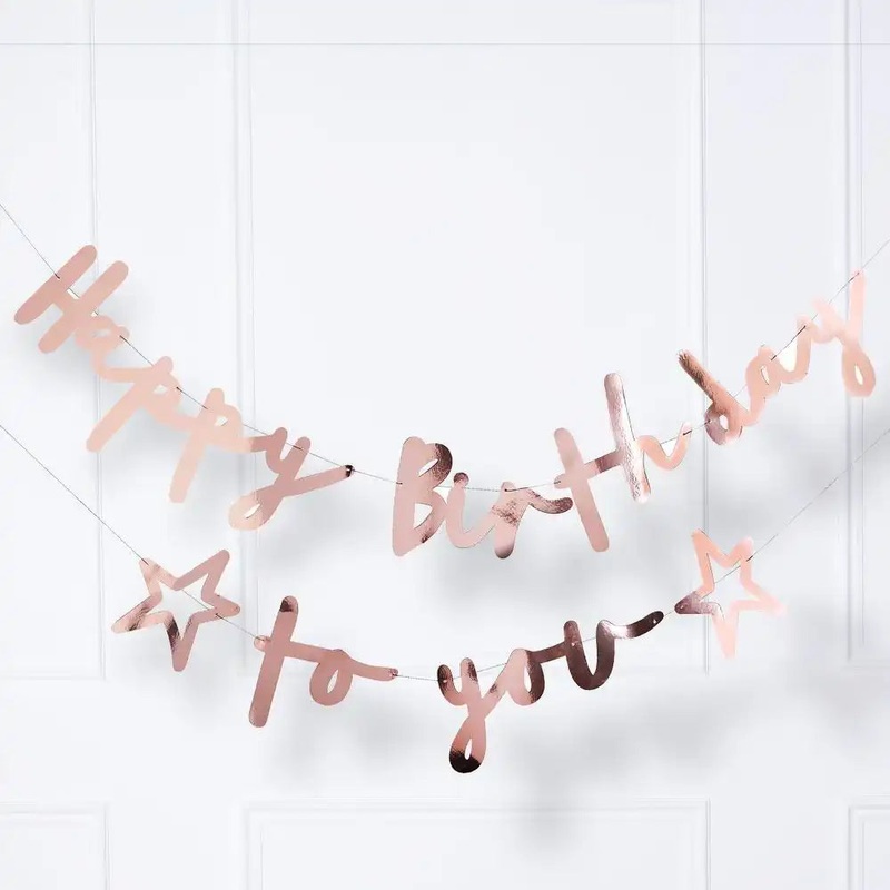 Rose Gold Happy Birthday to you Banner