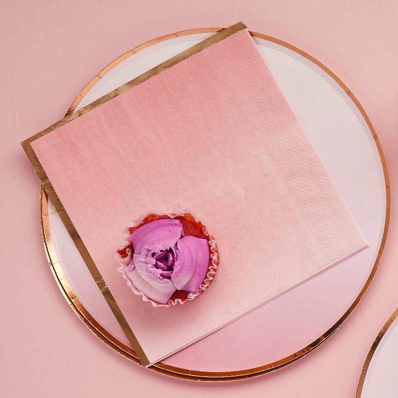 Rose Gold & Pink Ombre Paper Napkins (x16)