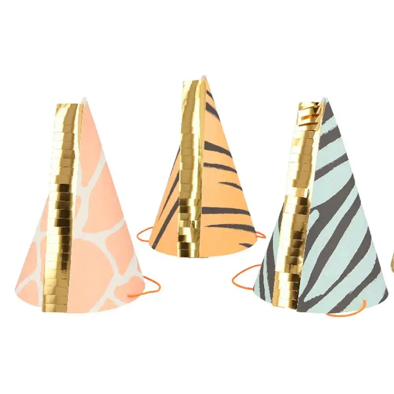 Safari Animal Print Party Hats (x8)