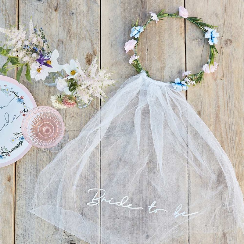 Floral Headband with Embroidered Veil