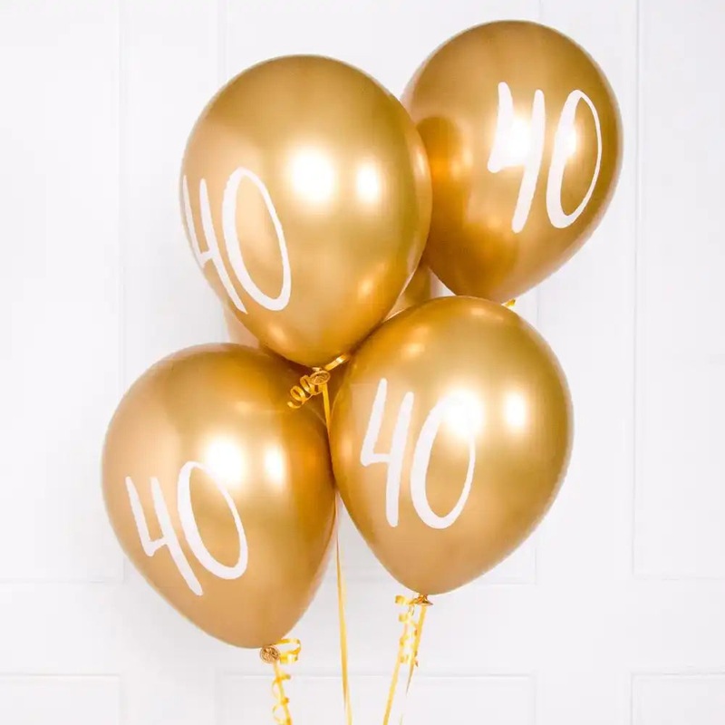 Milestone Birthday - Gold 40th Birthday Balloons (x5)