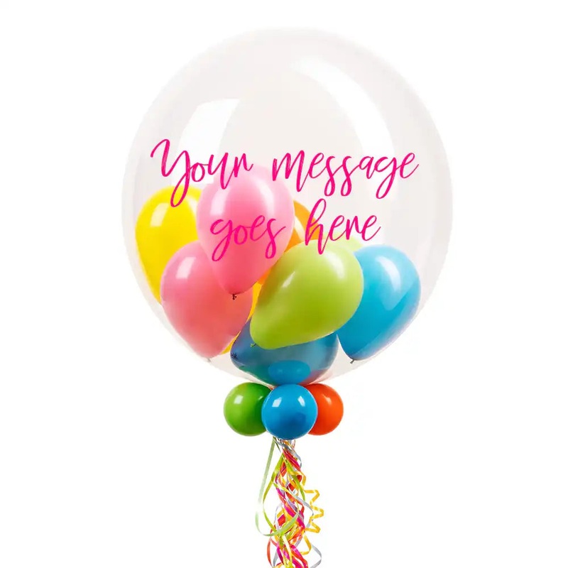 Personalised Bubble Balloon in a Box  Boho Tropical Mini Balloons