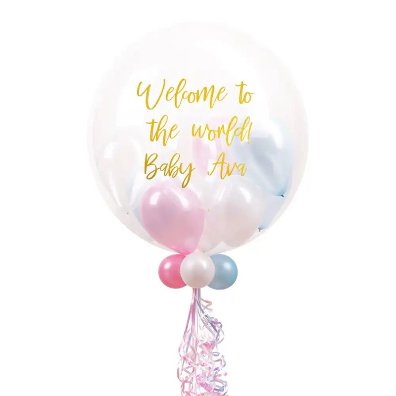 Personalised Bubble Balloon in a Box  Pastel Baby Mini Balloons