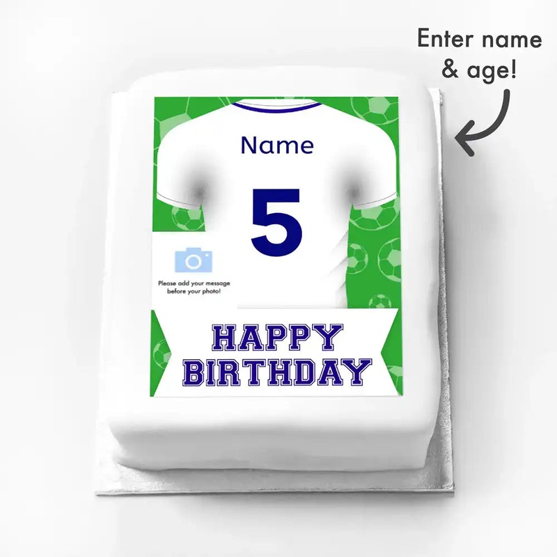 Personalised Photo Cake - Football Blue Shirt