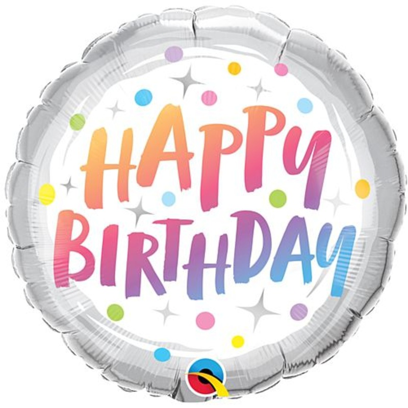 Rainbow Dots Happy Birthday Foil Balloon - 18"