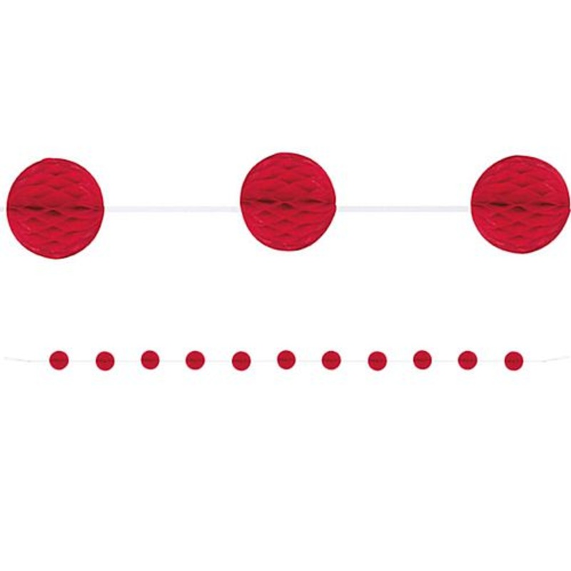 Red Mini Honeycomb Ball Garland - 2.1m
