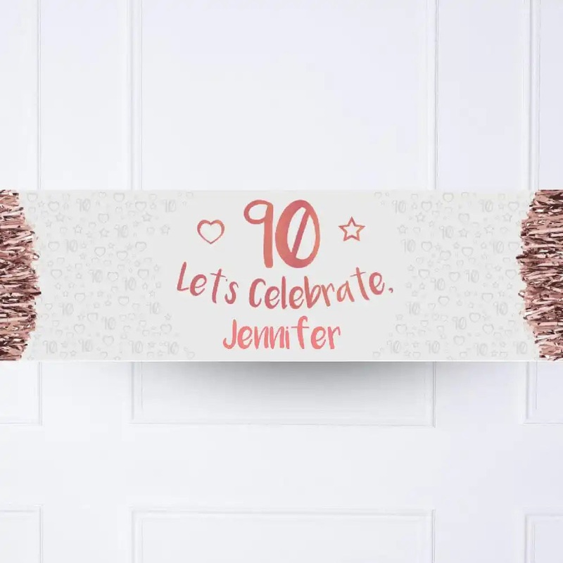 Rose Gold 90th Personalised Party Banner