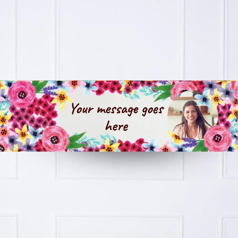 Watercolour Flowers Personalised Party Banner