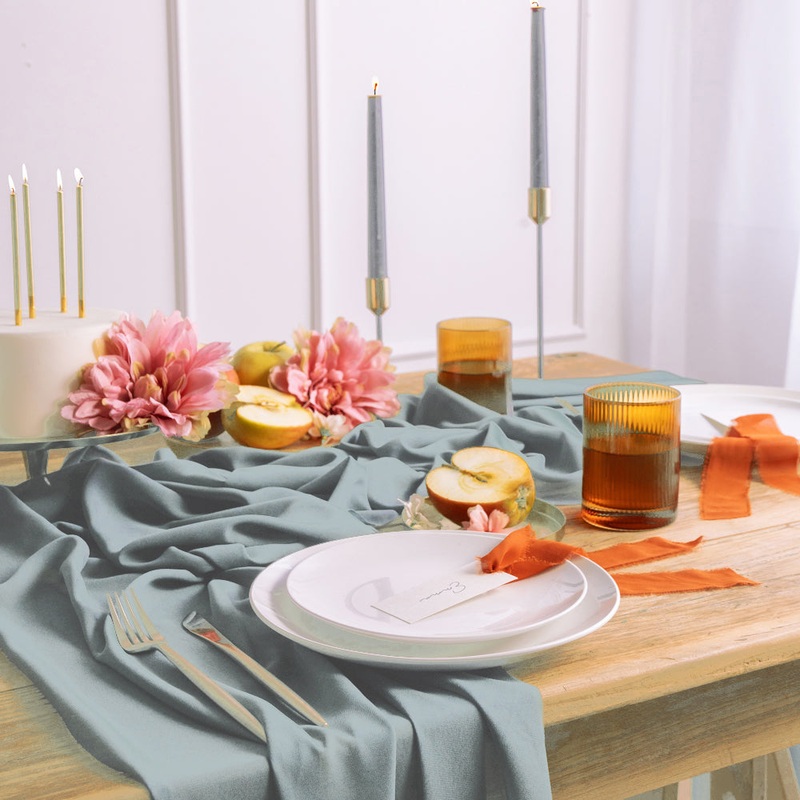 Misty Blue Chiffon Table Runner - 5m