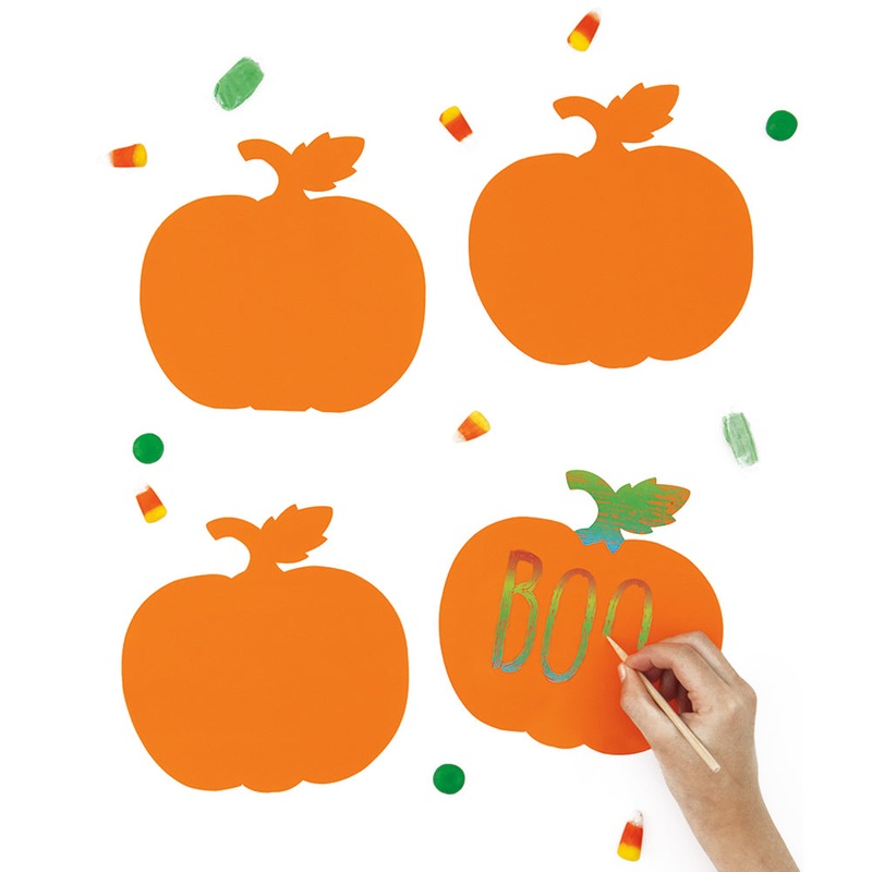 Pumpkin Scratch Art Halloween Activity Kit - Pack of 24