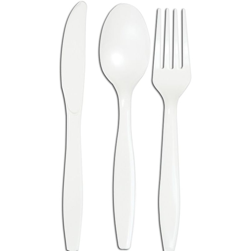 White Reusable Cutlery - Pack of 18