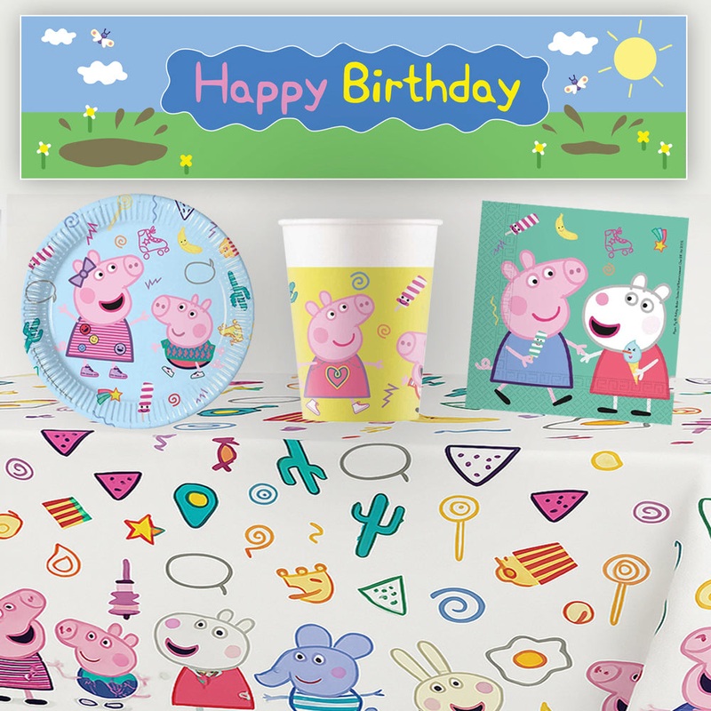Peppa Pig Tableware Pack for 8 with FREE Banner!