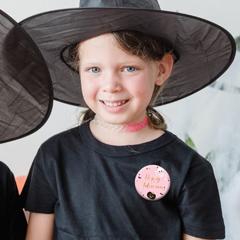 Personalised Badge - 58mm - Pink Halloween