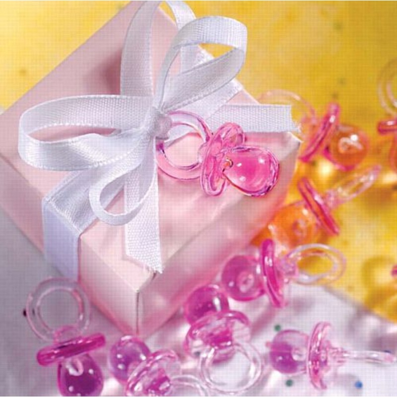 Pink Crystal Dummy Mini Baby Shower Table Sprinkles - 2.5cm - Pack of 18