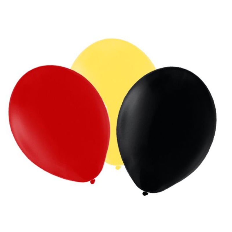 Red, Yellow and Black Latex Balloons - 10" - Pack of 50