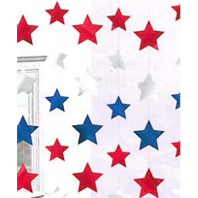 Red, White and Blue Foil Star String Decorations - 2.1m - Pack of 6