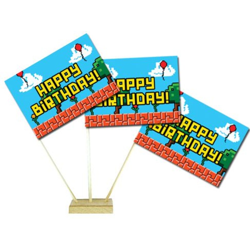 Video Game Paper Table Flags - 15cm on 30cm Pole - Each