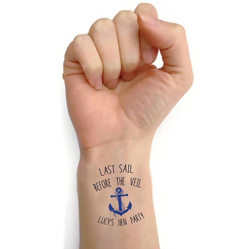 Personalised Hen Party Tattoos- Pack of 16 - 'Last Sail Before The Veil'