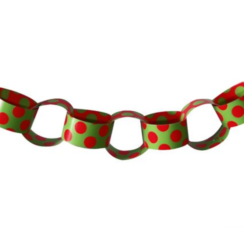 Red & Green Polka Dot Paper Chain Sheet - A3 Card