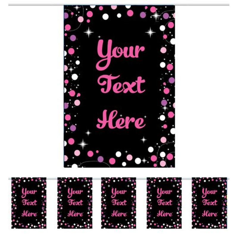 Personalised Pink Birthday Sparkle Bunting - 3m
