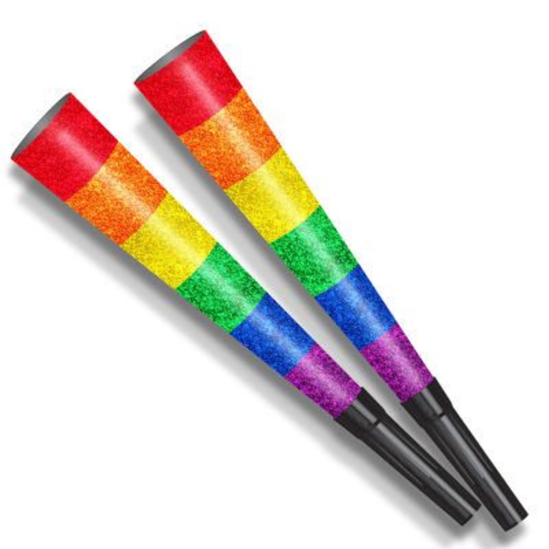 Rainbow Pride Horns - 23cm - Sold Individually