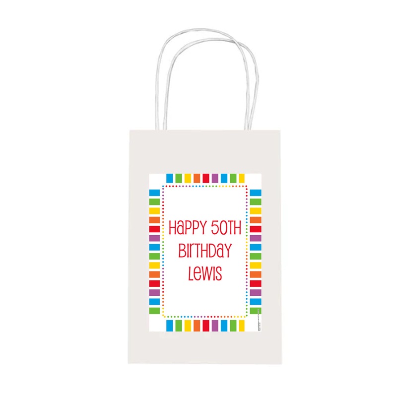 Personalised Rainbow Celebration Paper Party Bags - Pack of 12