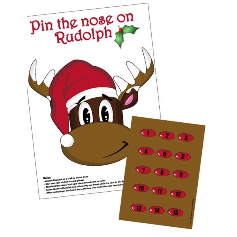 Pin The Nose On Rudolph Game With Stickers