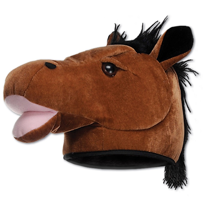 Plush Horse Head Hat - Adult Sized